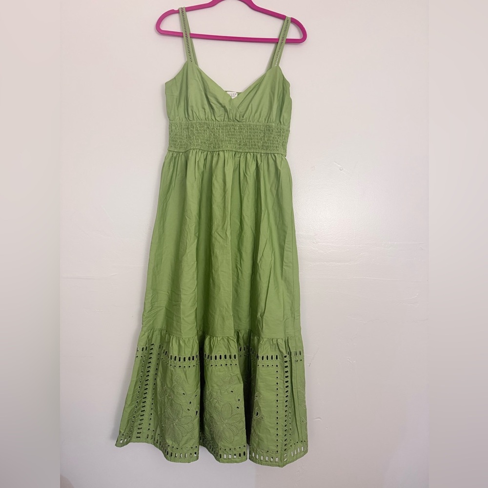 Calypso St. Barth Lime Green Eyelet Maxi Sundress